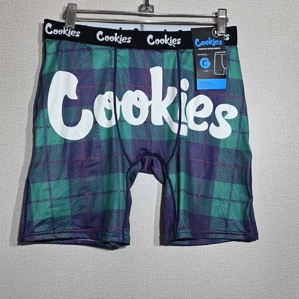 Cookies Men's Plaid Boxer Briefs - Green and Blue
